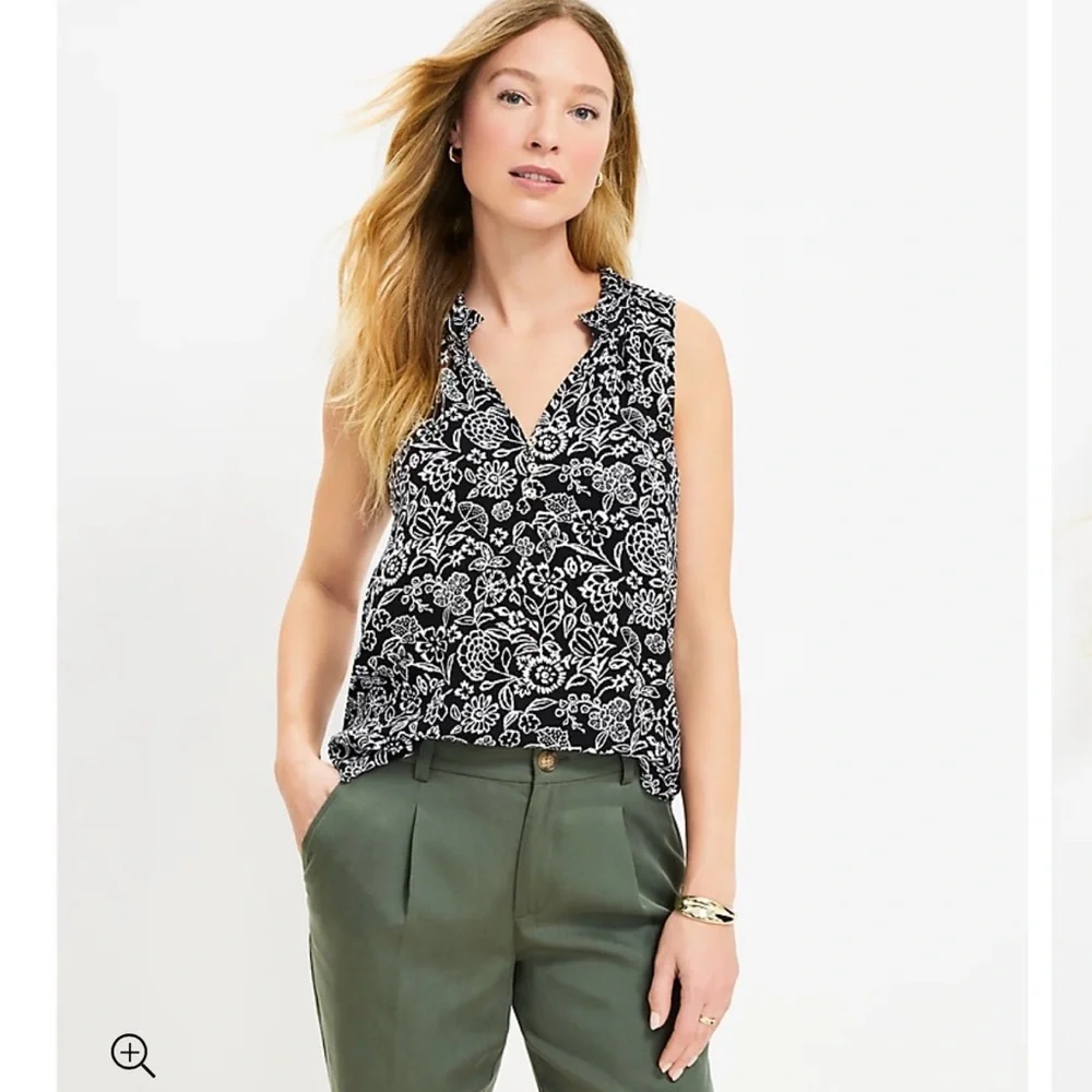 LOFT Ruffle Neck Shell - Picture 3 of 13